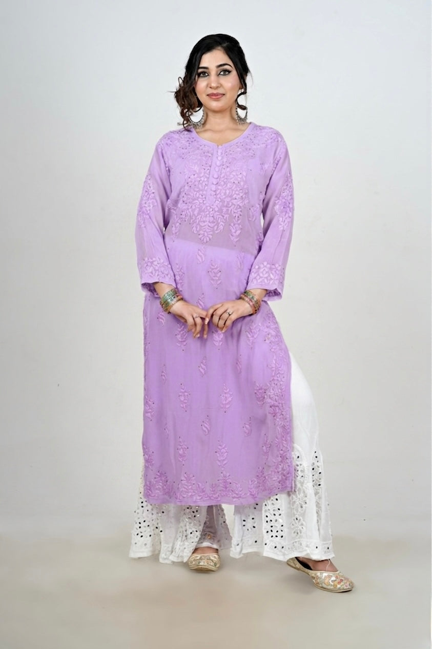 Light Purple Lucknowi Chikankari Kurta