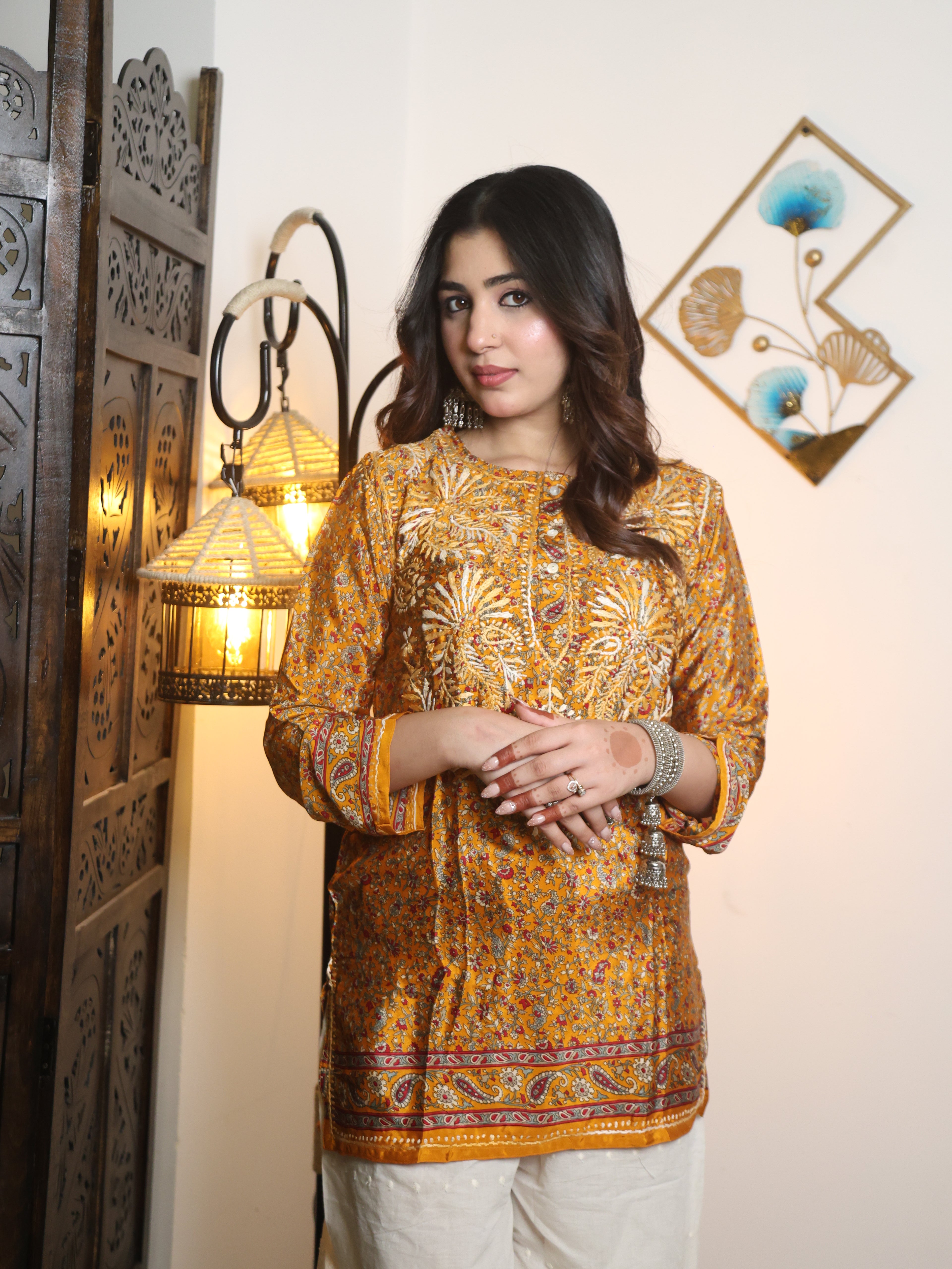 Royal Amber Embroidered Kurta