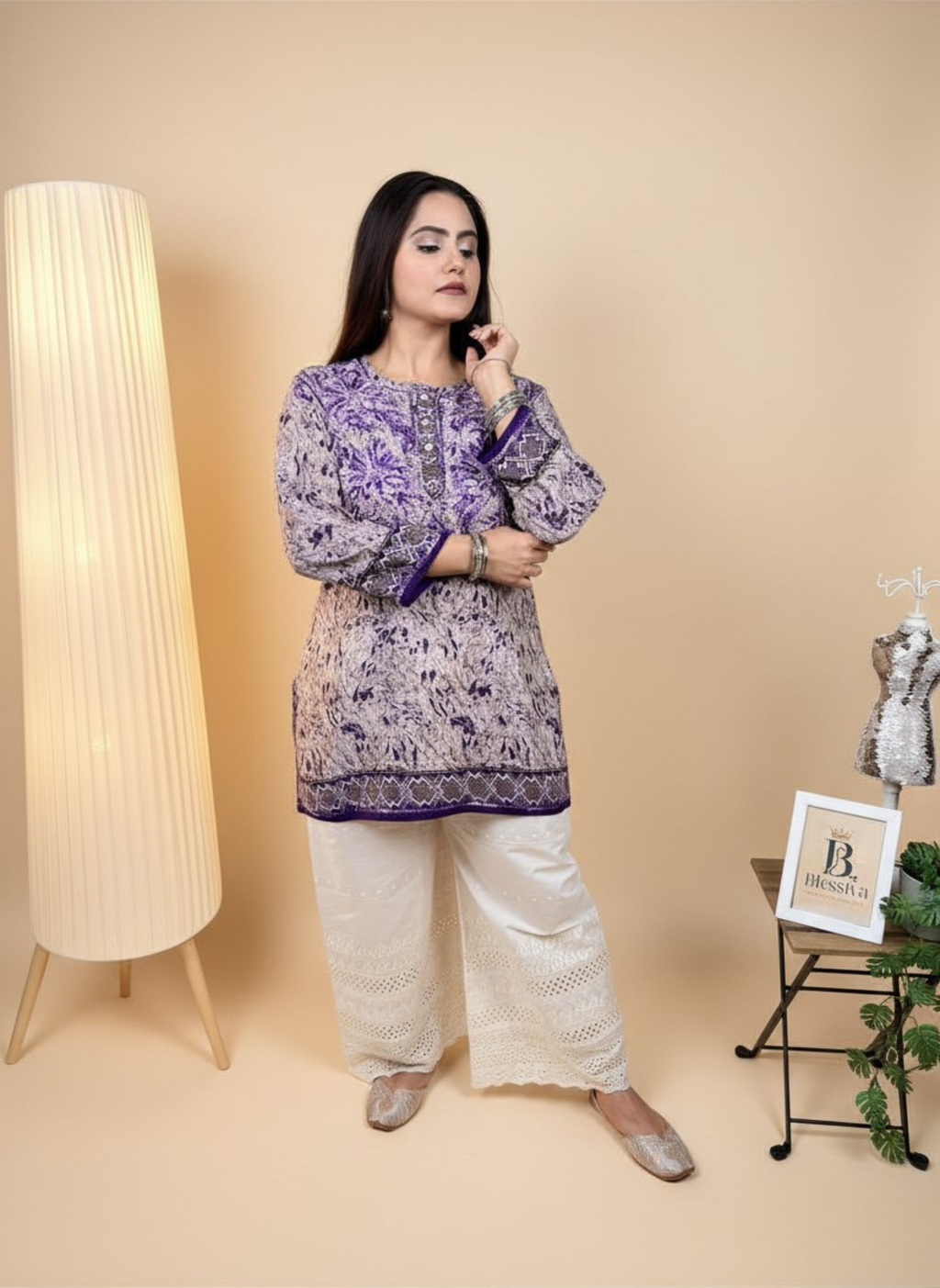 Lavender Dreams Embroidered Chikankari Kurta
