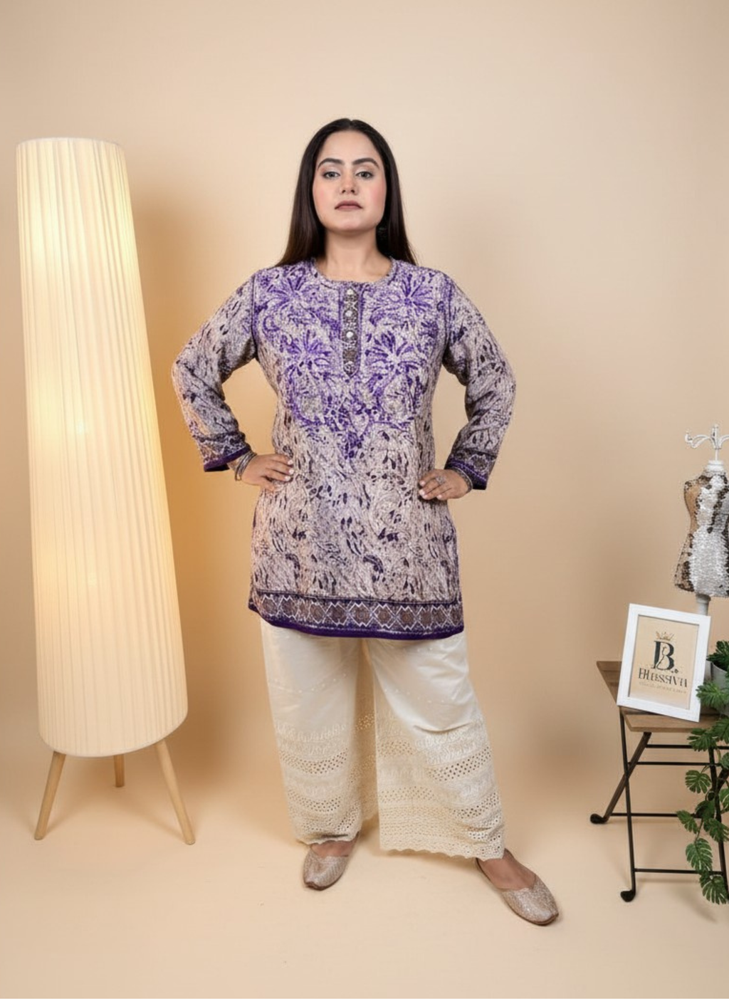Lavender Dreams Embroidered Chikankari Kurta