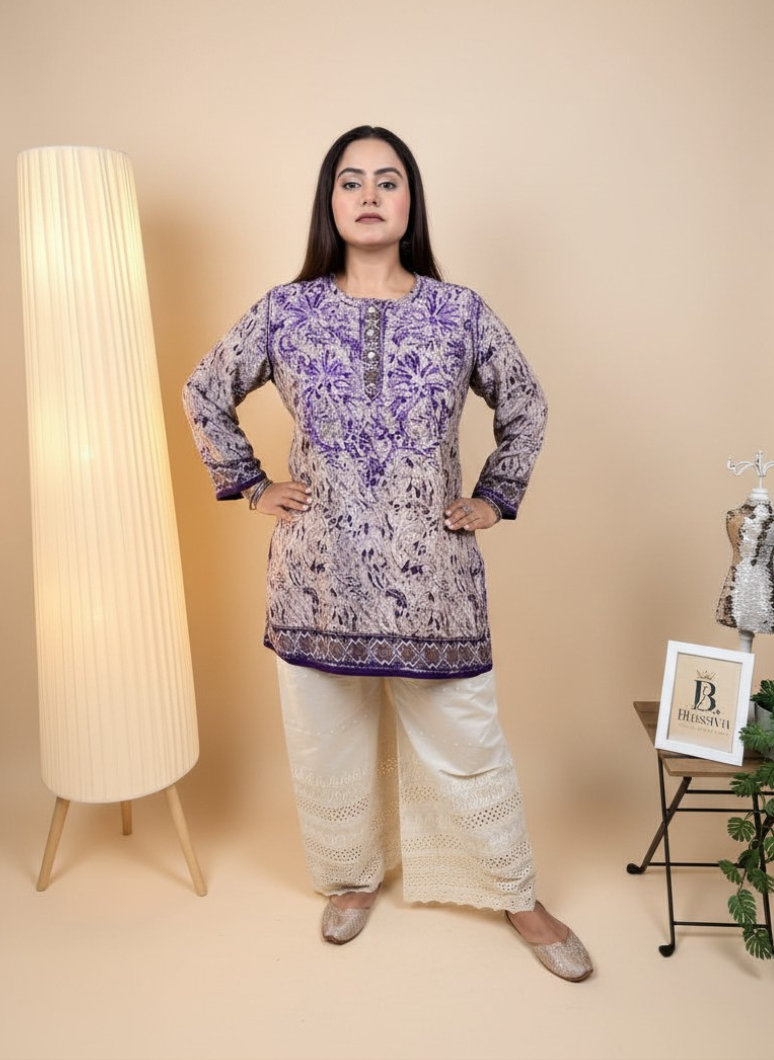 Lavender Dreams Embroidered Chikankari Kurta
