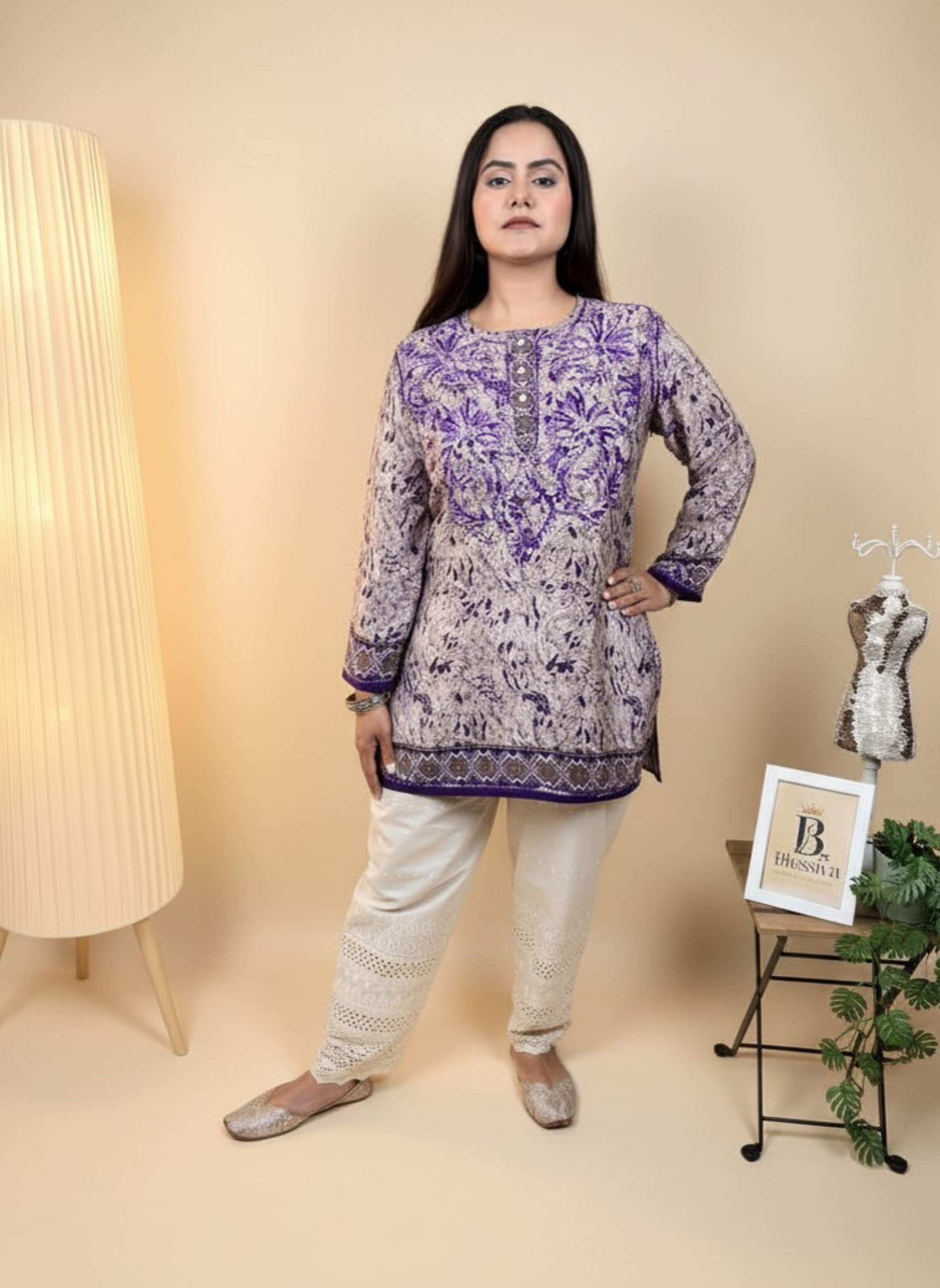 Lavender Dreams Embroidered Chikankari Kurta