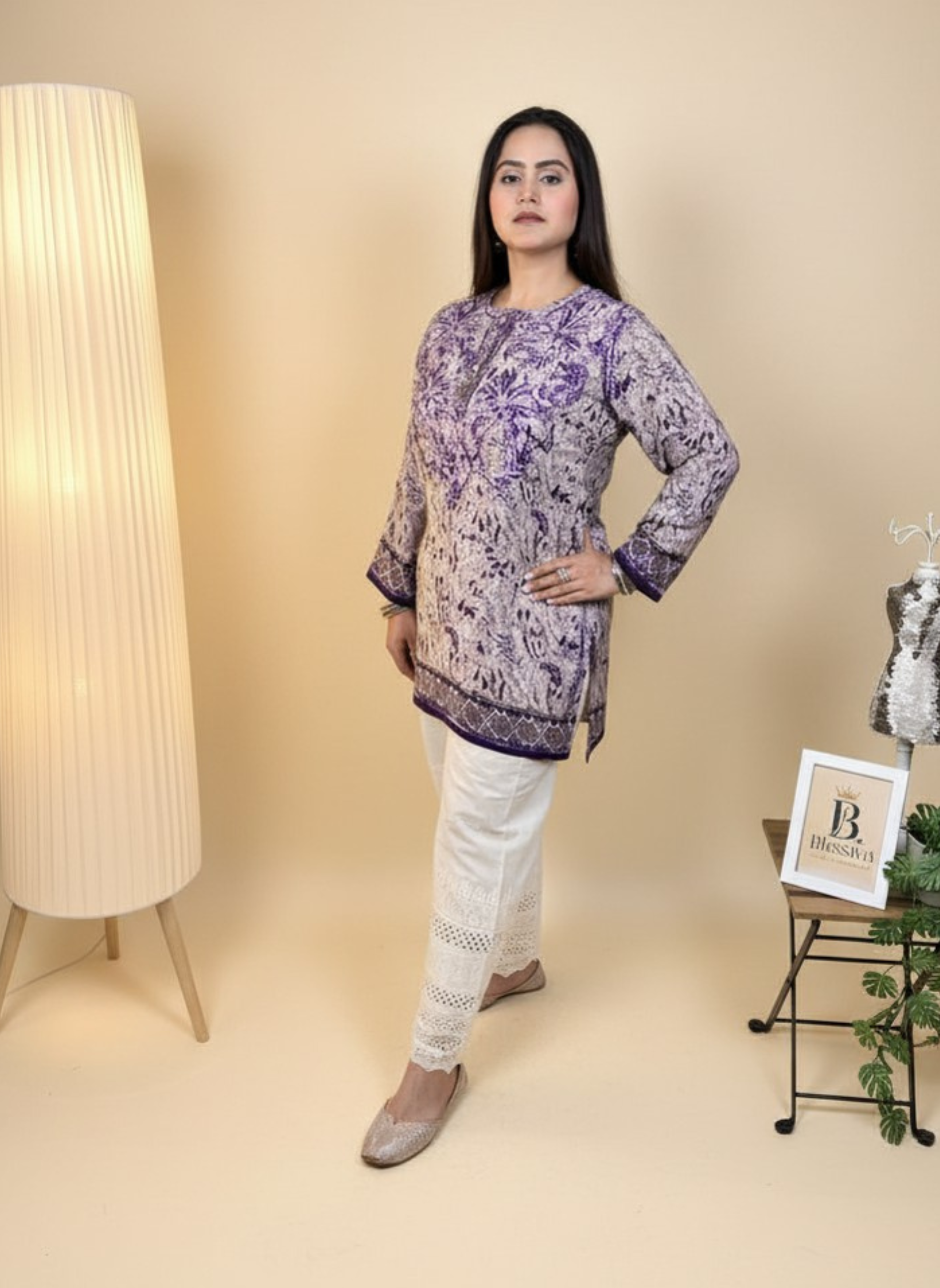 Lavender Dreams Embroidered Chikankari Kurta