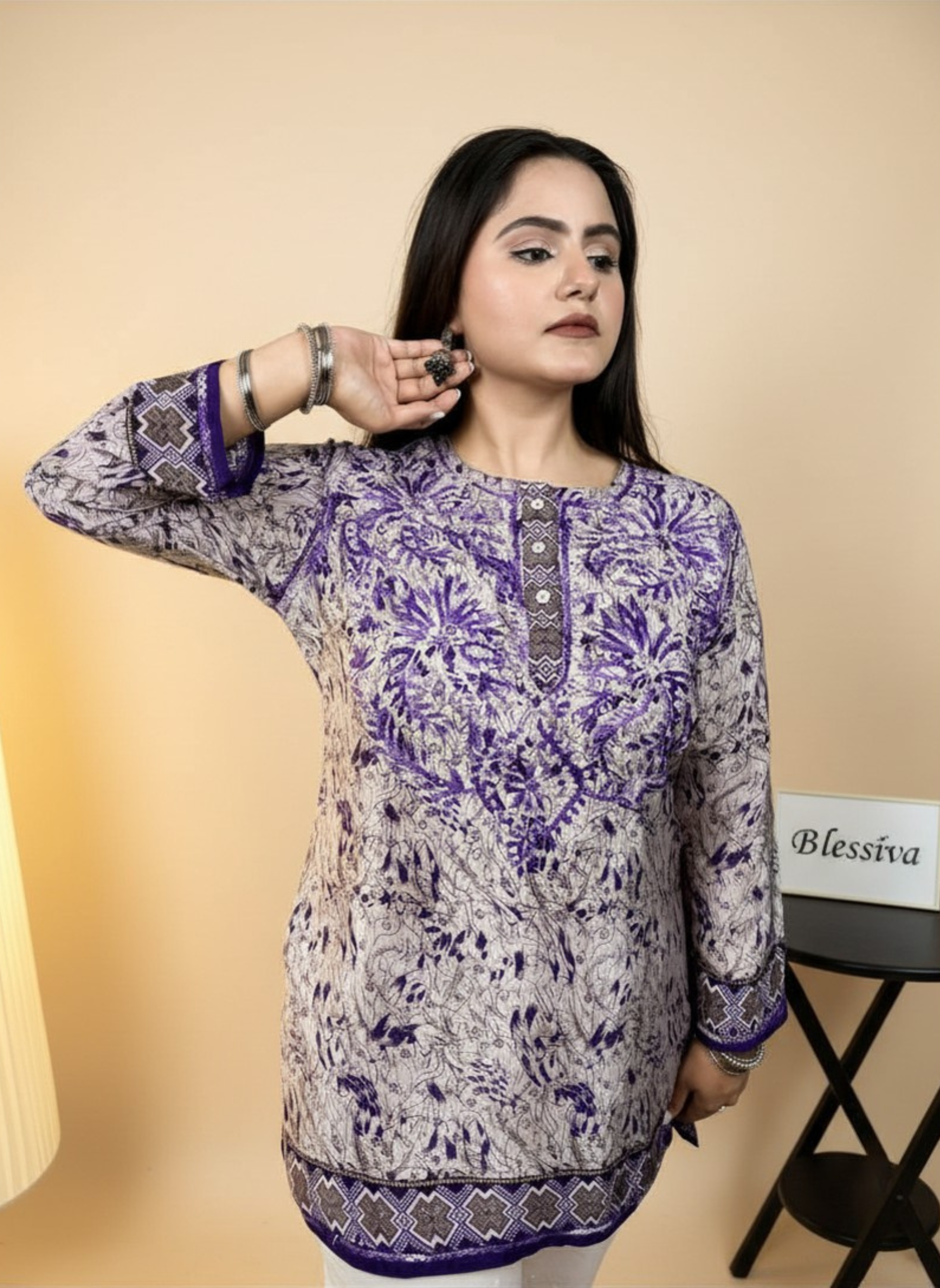 Lavender Dreams Embroidered Chikankari Kurta