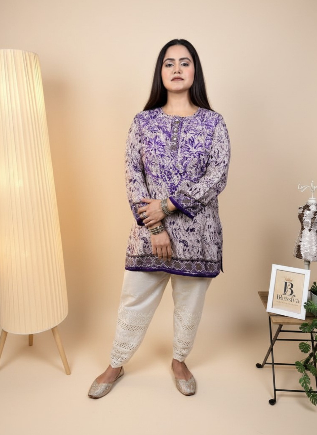 Lavender Dreams Embroidered Chikankari Kurta