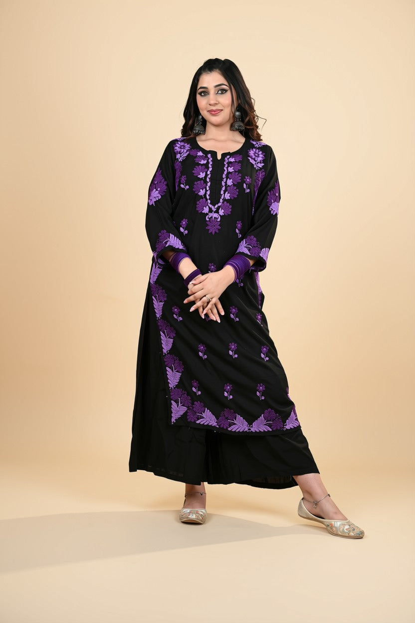 Midnight Violet Embroidered Kurta