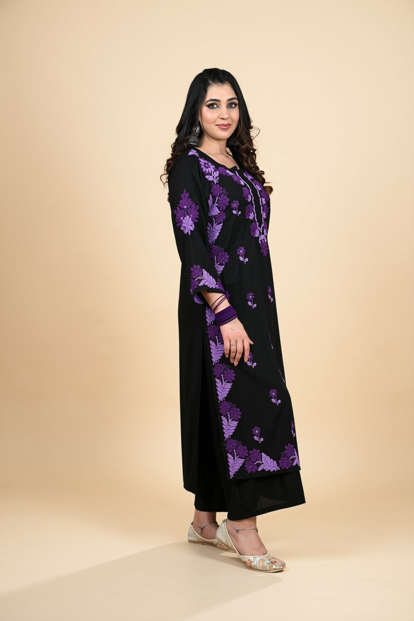 Midnight Violet Embroidered Kurta