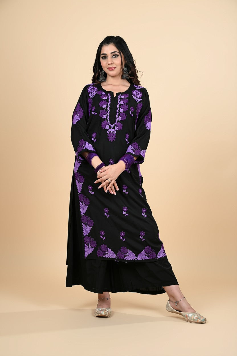 Midnight Violet Embroidered Kurta
